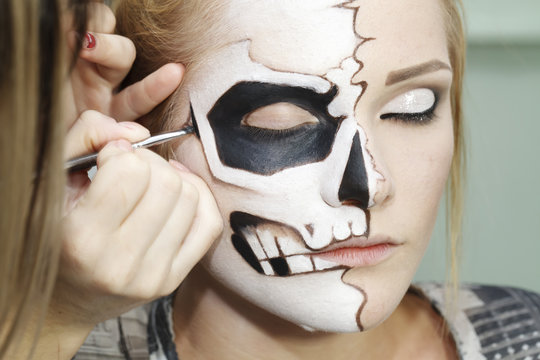 the process of creating makeup for Halloween - Powered by Adobe