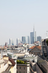 Fototapeta na wymiar Skyline of Milan Italy early morning