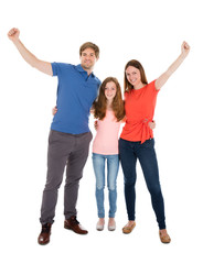 Obraz premium Happy Family Raising Their Arms