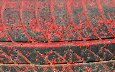 Old truck tire texture,.red