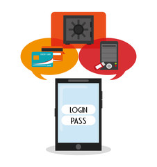 Smartphone and password icon. Security data and cyber system theme. Colorful design. Vector illustration