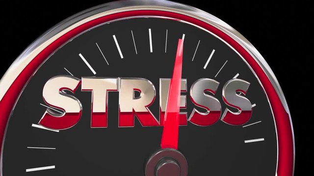 Stress Level Rising Speedometer Gauge Word 3d Animation