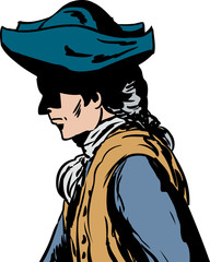 Side view of man in tricorn hat