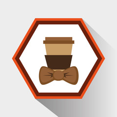 Coffee mug and bowtie icon. Hipster style fashion and vintage theme. Colorful design. Vector illustration