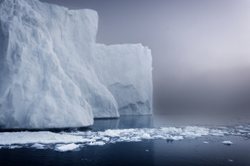 Icebergs on arctic ocean at Greenland. May 16, 2016.