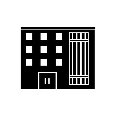 Building with windows icon. Architecture city and urban theme. Isolated and silhouette design. Vector illustration