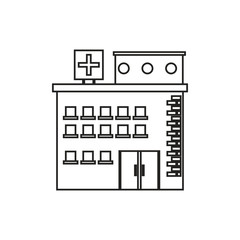 Hospital building icon. Medical and health care theme. Isolated and silhouette design. Vector illustration