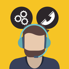 online support or call center worker with headset related icons image vector illustration design 