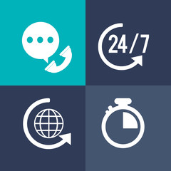 online support or call center related icons image vector illustration design 