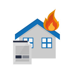 flat design house on fire and contract  icon vector illustration