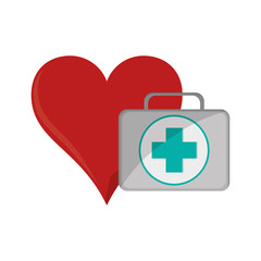 Fototapeta premium flat design heart cartoon and first aid kit icon vector illustration