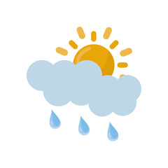 Sun cloud and rain icon. Weather sky and nature theme. Isolated design. Vector illustration