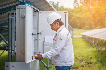 an engineer working on checking and maintenance equipment in sol