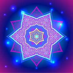 Neon Mandala sacred geometry symbol