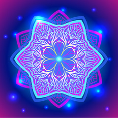 Neon Mandala sacred geometry symbol