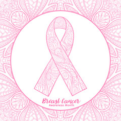 Fototapeta premium Breast cancer awareness month decorative pink ribbon on decorati