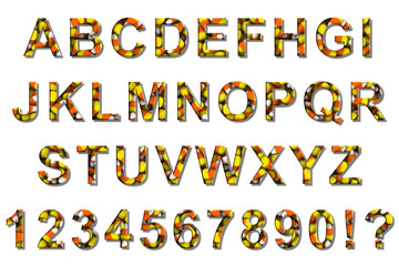 Halloween Candy Corn Font Alphabet Isolated on White 3D Illustration