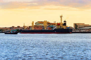 Container Cargo ship. Logistics and transportation of International for logistic import export, transport industry.