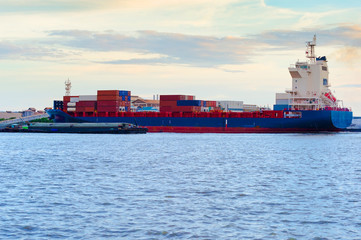 Container Cargo ship. Logistics and transportation of International for logistic import export, transport industry.