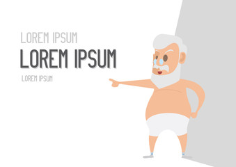 Naked Old Man Greeting Card Vector