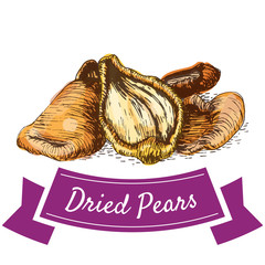 Dried pears colorful illustration.