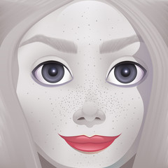makeup, 3d illustration face girl freckles