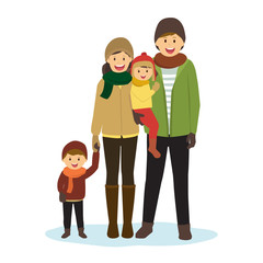 Happy Family in Winter Clothes