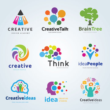 Logo set,logo collection,idea logo,kids logo collection,family logo,people logo,creative logo design template,eco logo set,brain logo,vector logo template