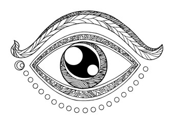 third eye chakra symbol drawing design vector illustration, hand drawn