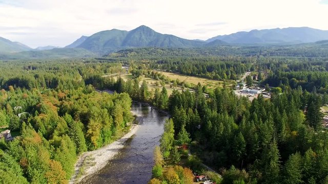 North Bend Washington Aerial Above Snoqualmie River