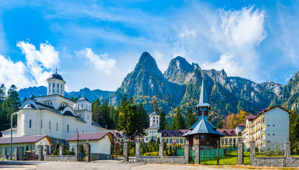 Caraiman orthodox christian church monastery, in Busteni, Transylvania, Romania