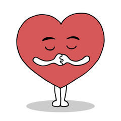 little cute red heart pray for peace and love, vector illustration design hand drawn