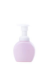 Pink pump bottle on white background