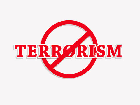 Ban terrorism text on white background