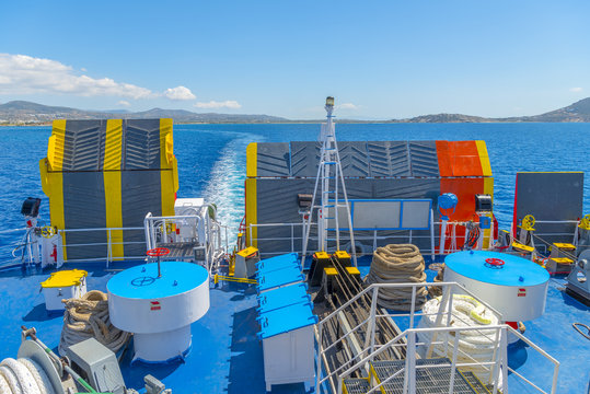 Mechanical equipment on a vessel's deck. View from above.