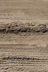 Tyre / Tire Tracks Through the sand.