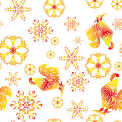 Seamless pattern - Year of fiery cock