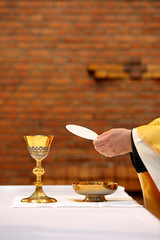 Priest celebrate a mass at the church