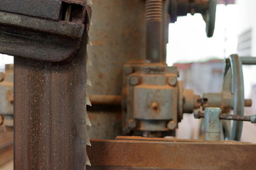 Close up blade of bandsaw