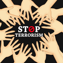 Stop terrorism text against black background