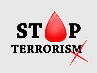 Stop terrorism text on white background