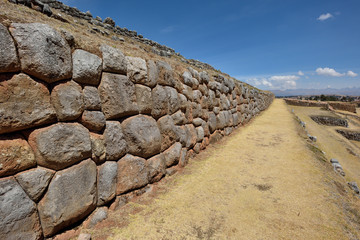 Inca wall in the village Chinchero, Peru