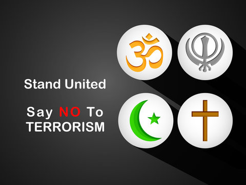 Religious symbols with text against black background