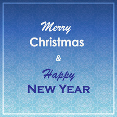 Merry Christmas and New Year greeting card. Merry Christmas and New Year lettering design. Winter Holiday background.