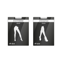 Set of two pantyhoses and stockings carton package box design. Universal packing for stockings and tights pantyhoses.