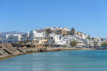 Fototapeta na wymiar Port view in Chora, Naxos, Cyclades, Greece.