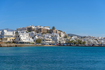 Fototapeta na wymiar Port view in Chora, Naxos, Cyclades, Greece.