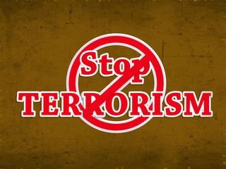 Stop terrorism text against brown background