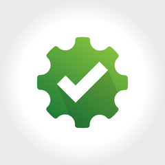 Fototapeta premium Check mark inside Gear green symbol