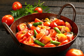 Fried tomato-go well with rice and bread